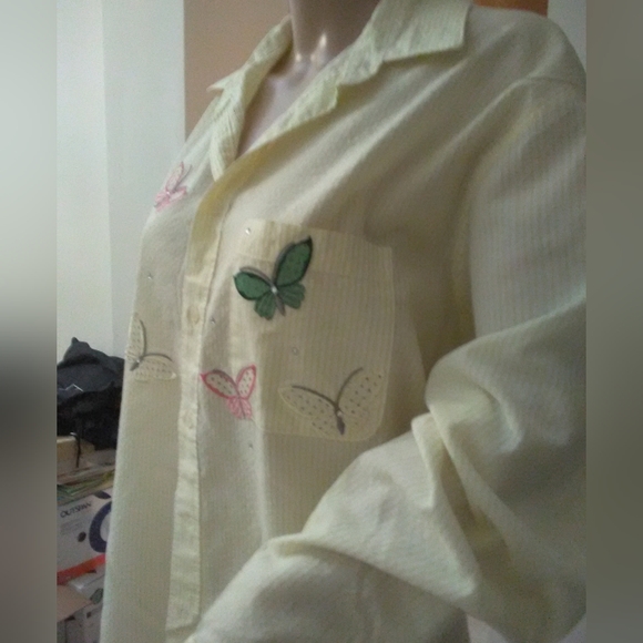 VINTAGE  MILE NEW MILI YELLOW/WHITE W/ BUTTERFLIES SZ. LG RHINESTONES - Picture 4 of 8